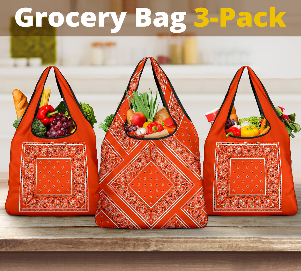 Perfect Orange Bandana Grocery Bag 3-Pack