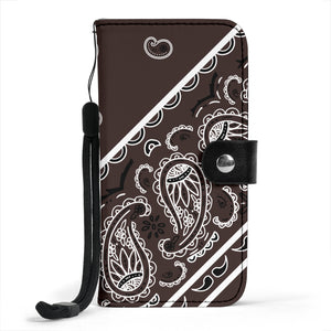 Brown bandana print phone case wallets