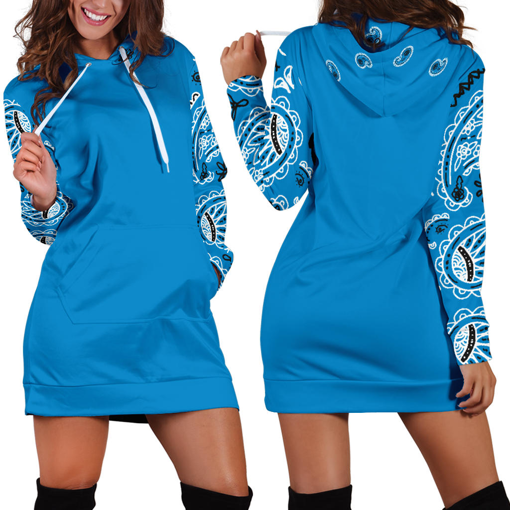 Sky Blue Bandana Hoodie Dress