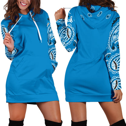 Sky Blue Bandana Hoodie Dress