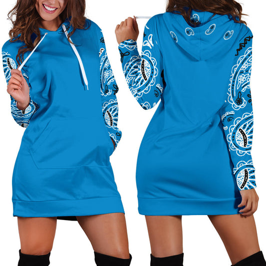 Sky Blue Bandana Hoodie Dress