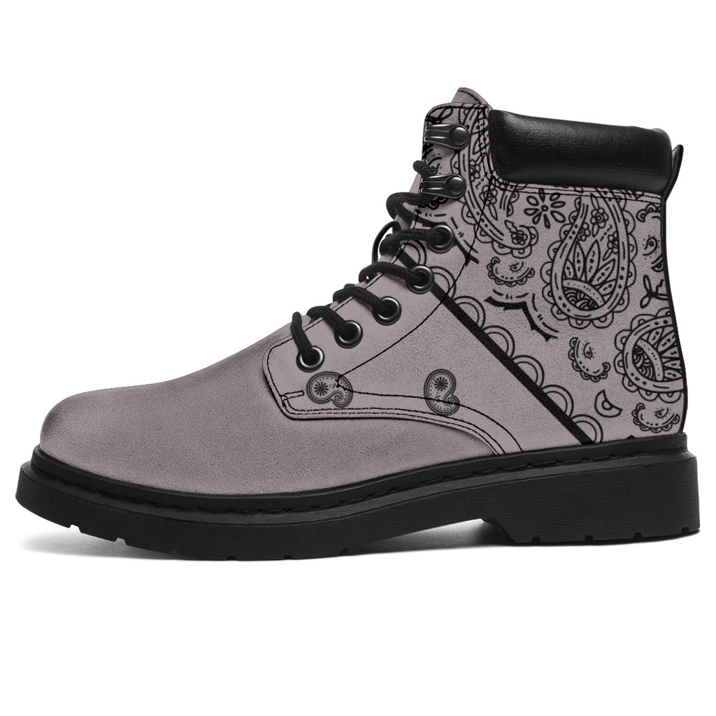 gray and black hiking boots