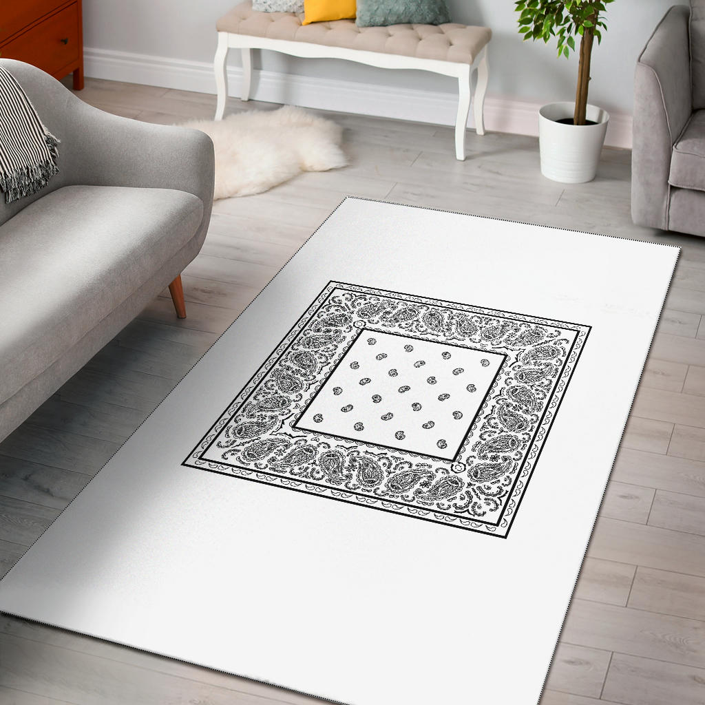 White Bandana Area Rugs - Minimal