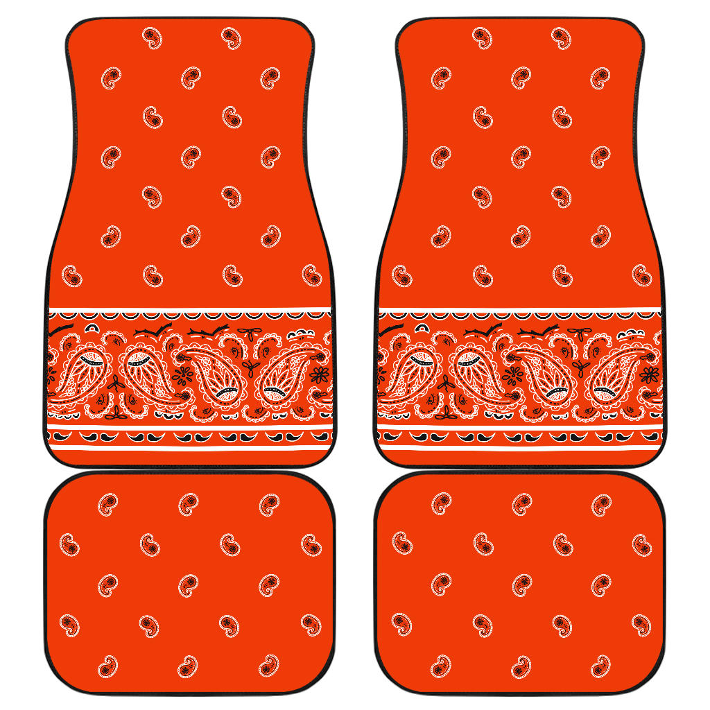Quad Perfect Orange Bandana Car Mats - Fancy