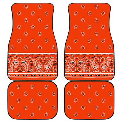 Quad Perfect Orange Bandana Car Mats - Fancy