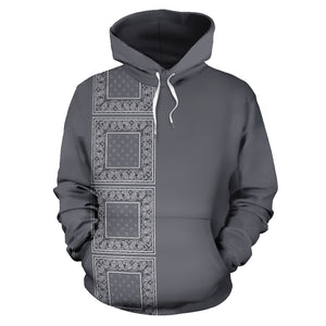 gray bandana pullover hoodie front view