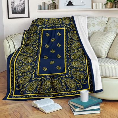 Navy and Yellow Bandana Throw Blanket