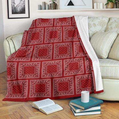 Classic Red Bandana Patch Throw Blanket
