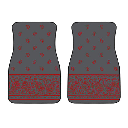 Dual Gray and Red Bandana Car Mats - Fancy