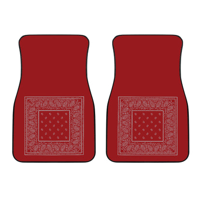 Dual Red and Gray Bandana Car Mats - Minimal