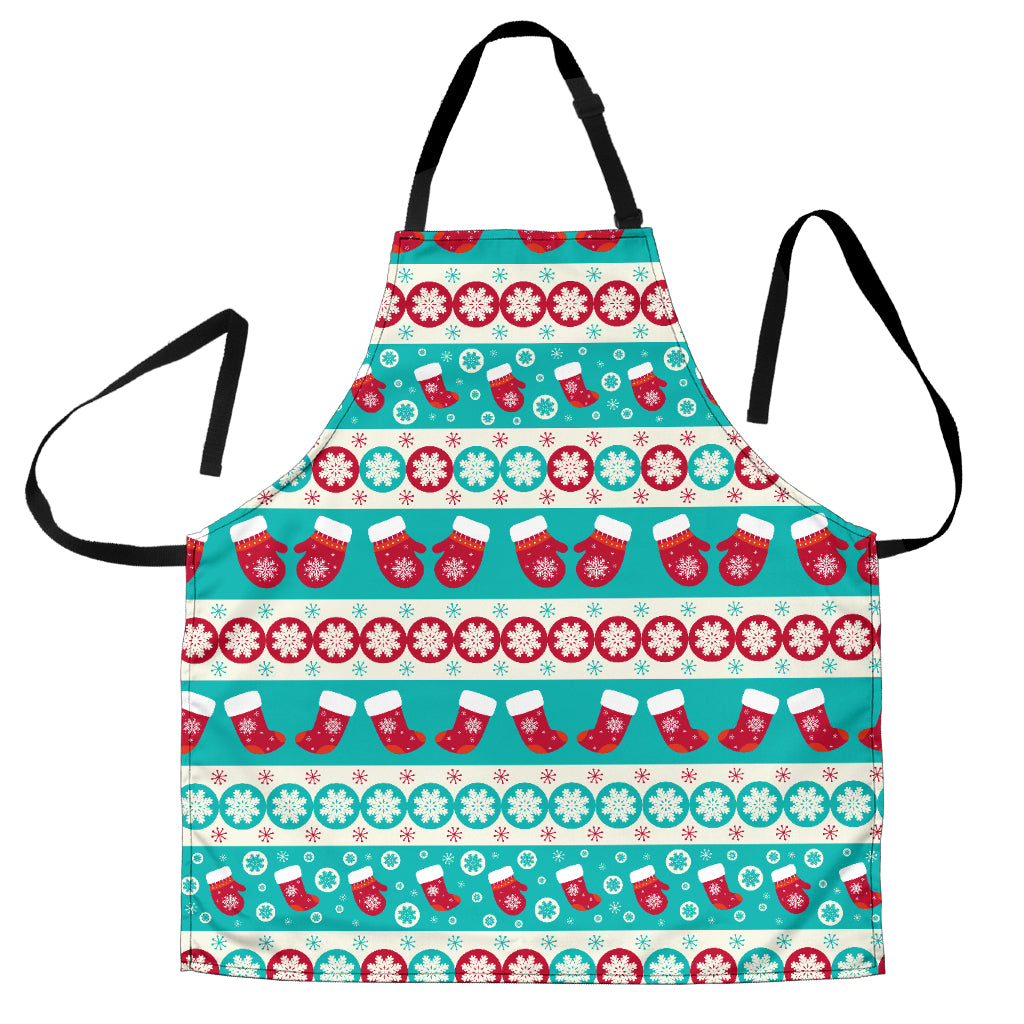 Christmas Apron - Mens Light Blue Mittens and Stockings Apron