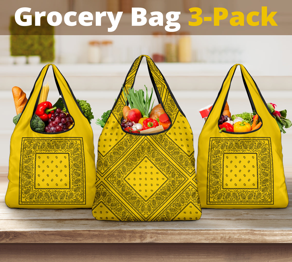 gold and black bandana bags