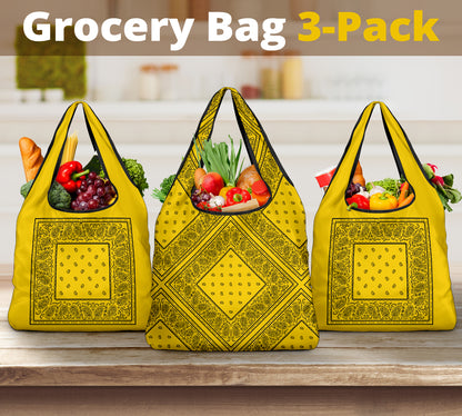 gold and black bandana bags
