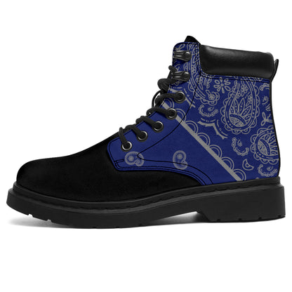 blue and gray bandana footwear