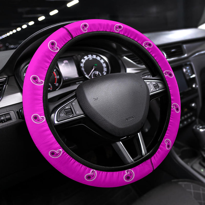 pink paisley auto steering wheel cover