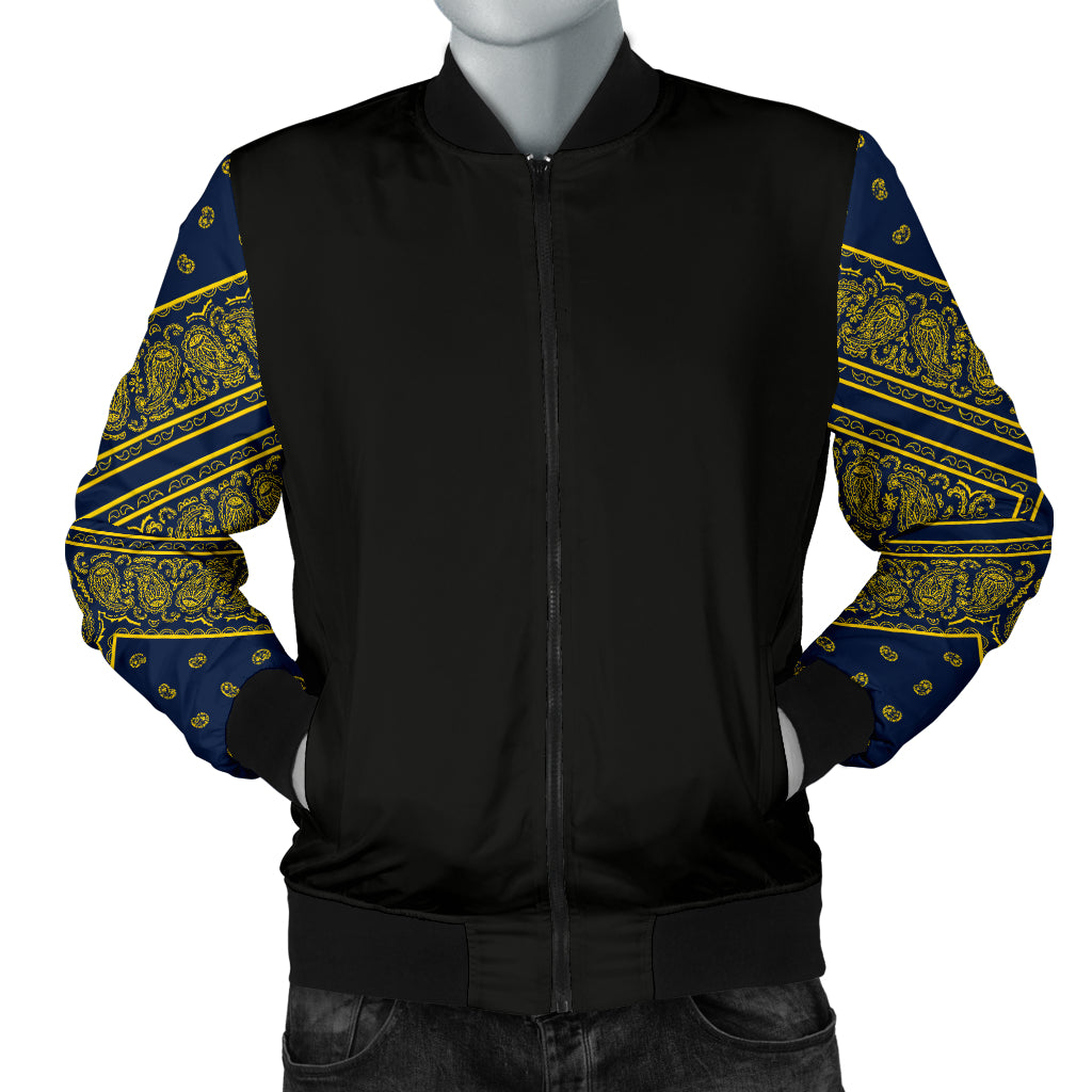 navy bandana bomber jacket