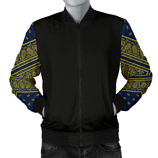 navy bandana bomber jacket
