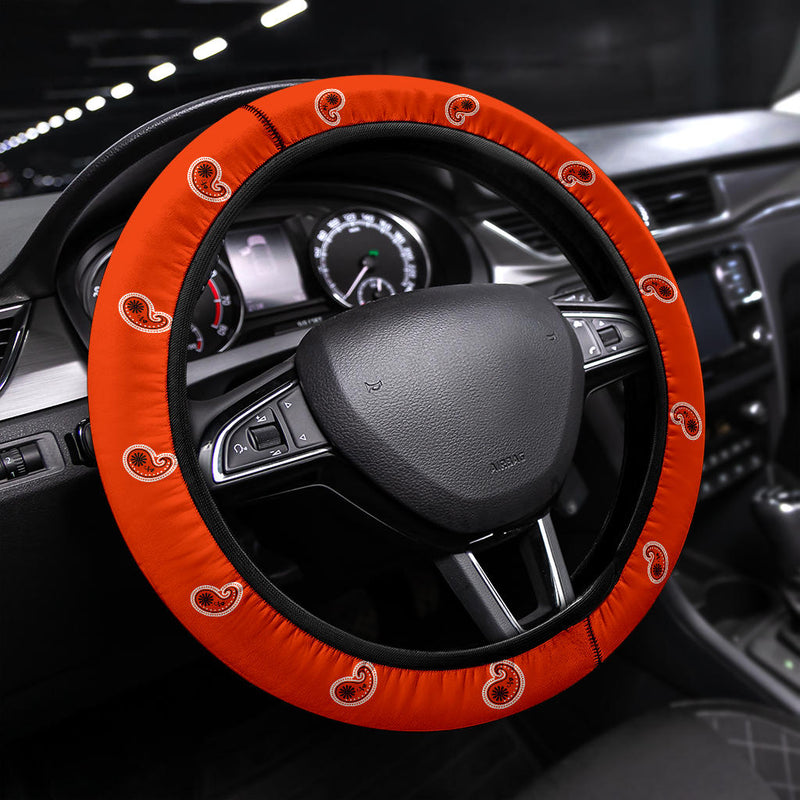 orange paisley steering wheel cover