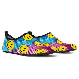 tie dye boat shoes with happy faces