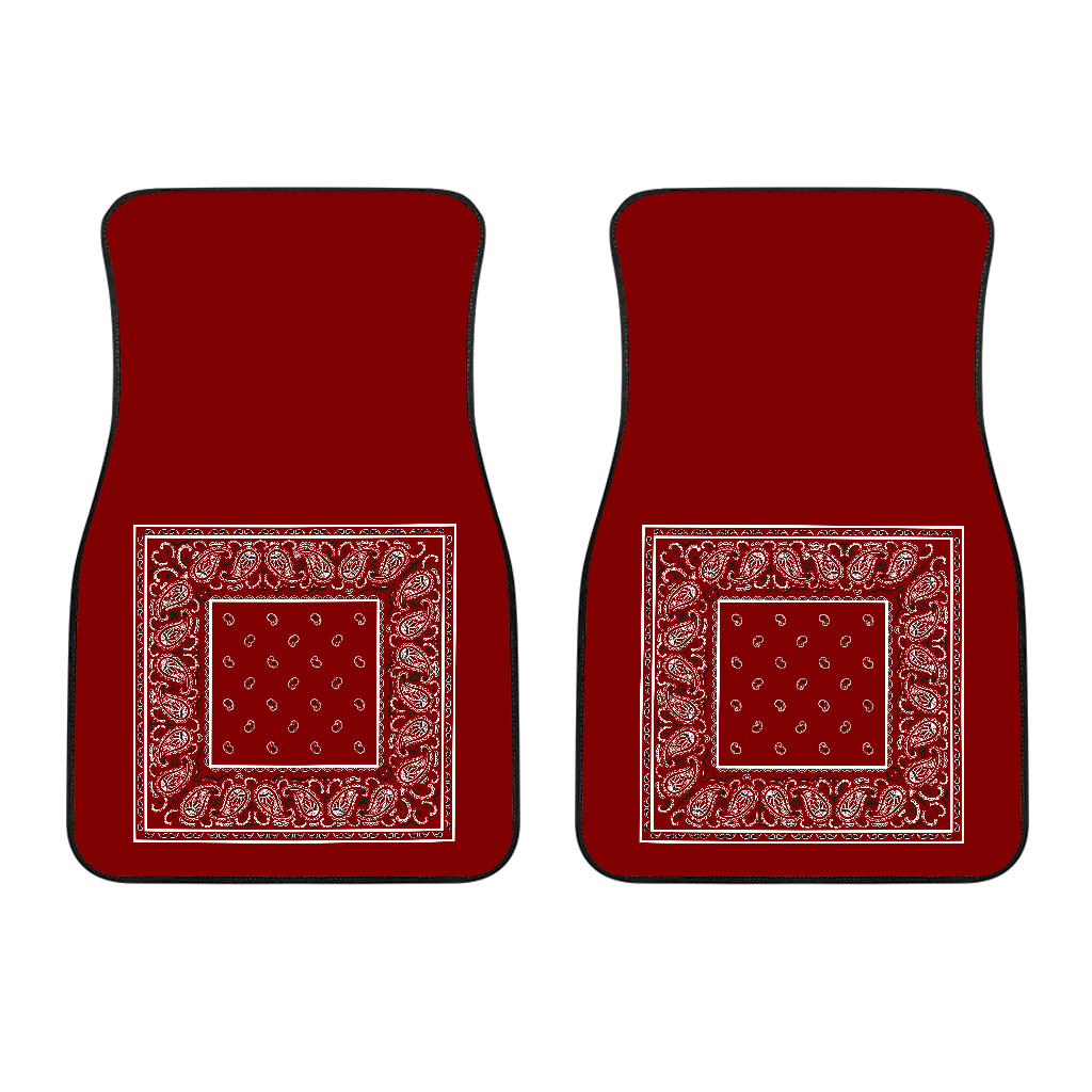 Dual Maroon Bandana Car Floor Mats - Minimal
