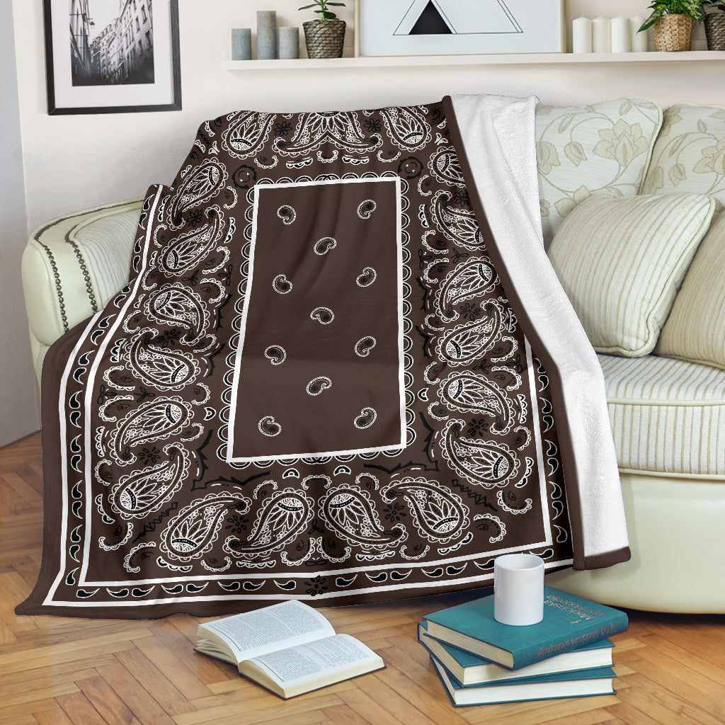 Brown Bandana Throw Blanket