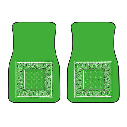 Dual Lime Green Bandana Car Floor Mats - Minimal