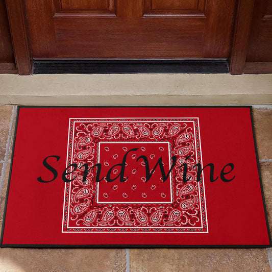 send wine funny red bandana welcome mat