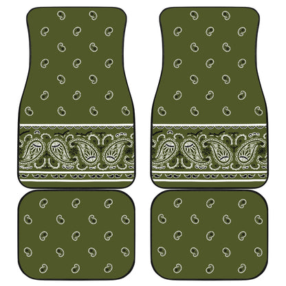 Quad Army Green Bandana Car Mats - Fancy