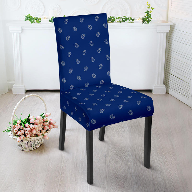 Blue and Gray Bandana Dining Chair Cover