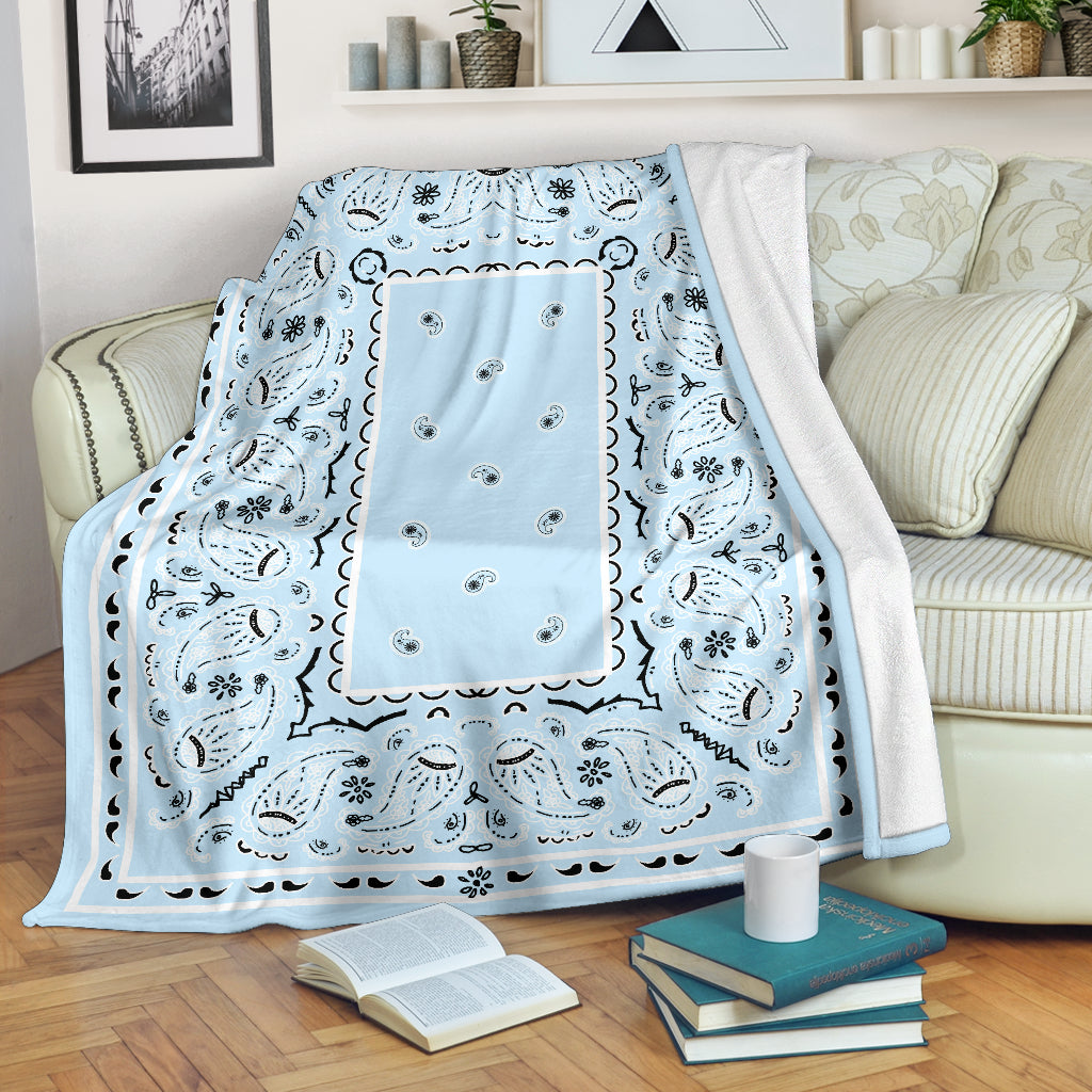 Light Blue Bandana Throw Blanket