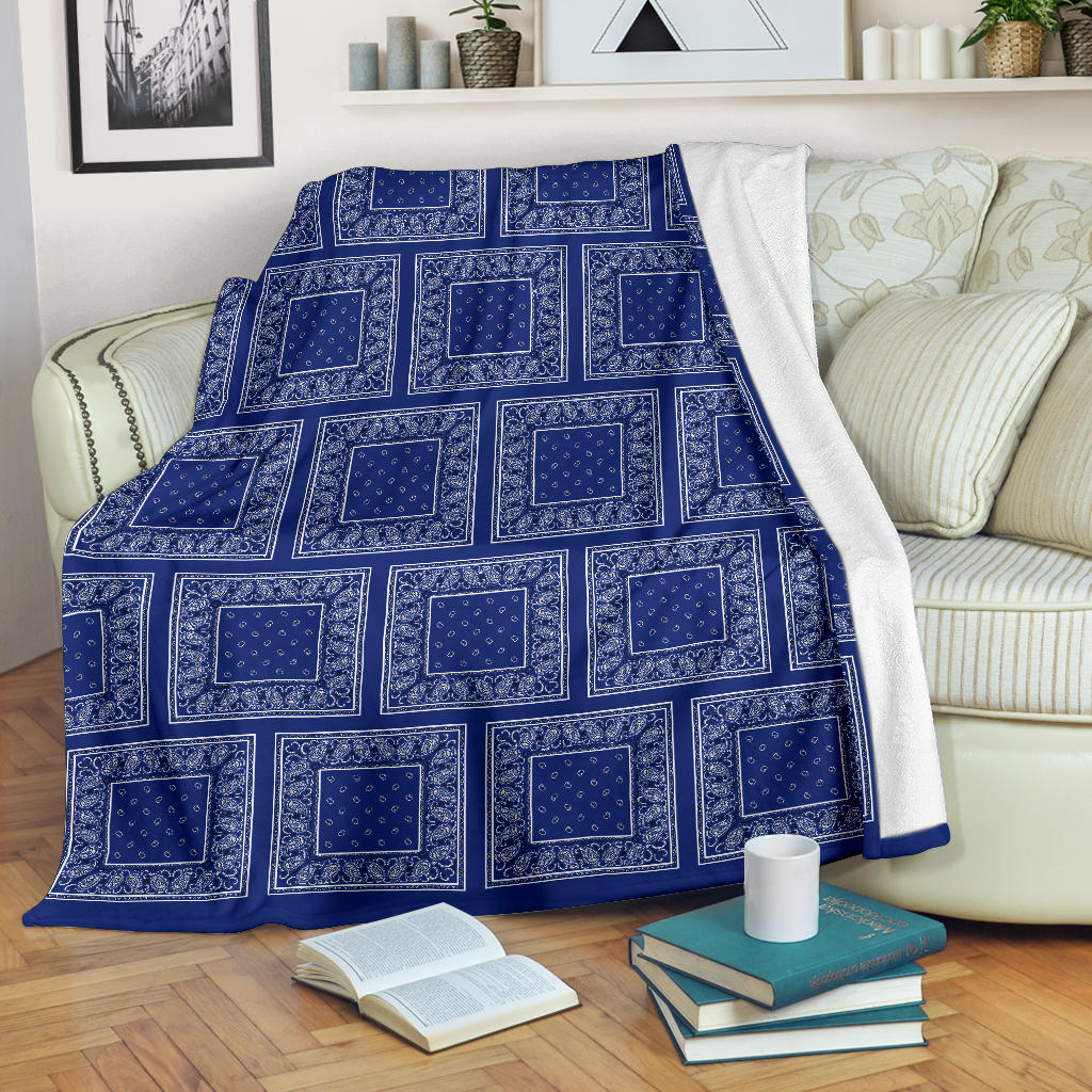 Royal Blue Bandana Patch Throw Blanket