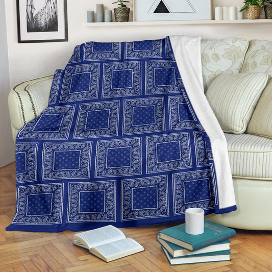 Royal Blue Bandana Patch Throw Blanket