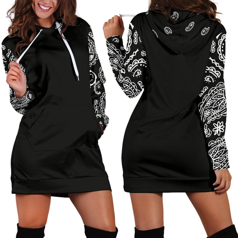 Black Bandana Hoodie Dress | The Bandana Blanket Company Black Bandana Hoodie Dress | The Bandana Blanket Company