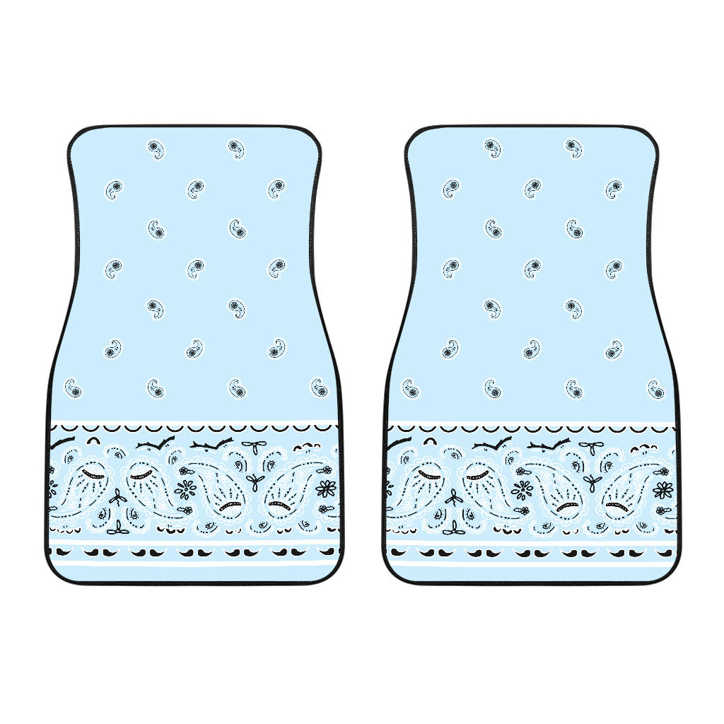 Dual Light Blue Bandana Car Floor Mats - Fancy