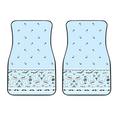 Dual Light Blue Bandana Car Floor Mats - Fancy