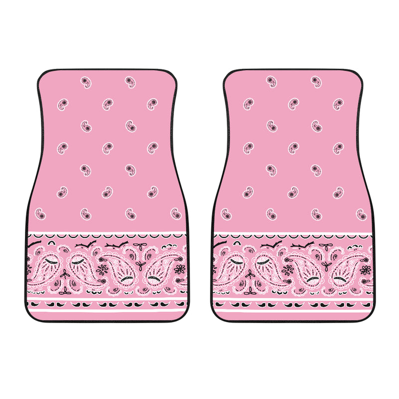 Dual Light Pink Bandana Car Floor Mats - Fancy
