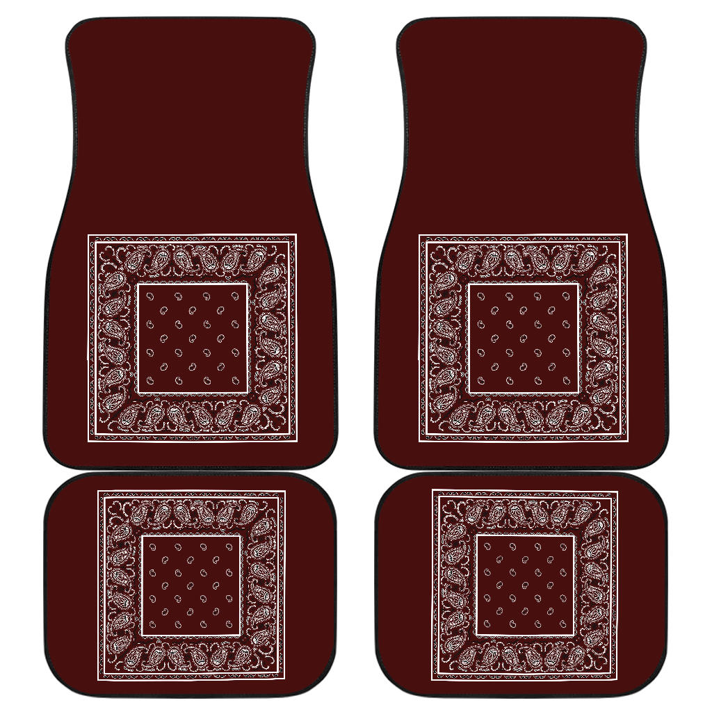 Quad Burgundy Bandana Car Mats - Minimal