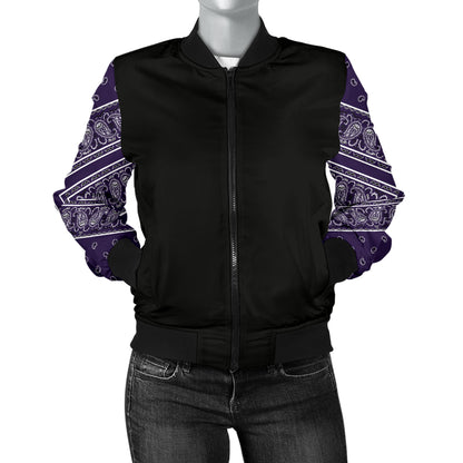 Women's Royal Purple Bandana Sleeved Bomber Jacket