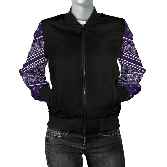 Women's Royal Purple Bandana Sleeved Bomber Jacket