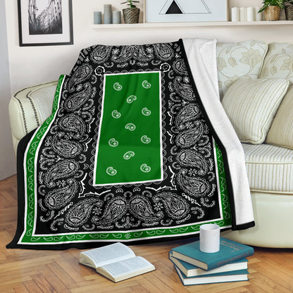 Green and Black Bandana Throw Blanket