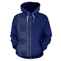 blue and gray bandana hoodie front view