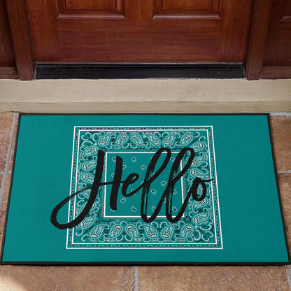 teal bandana door mat