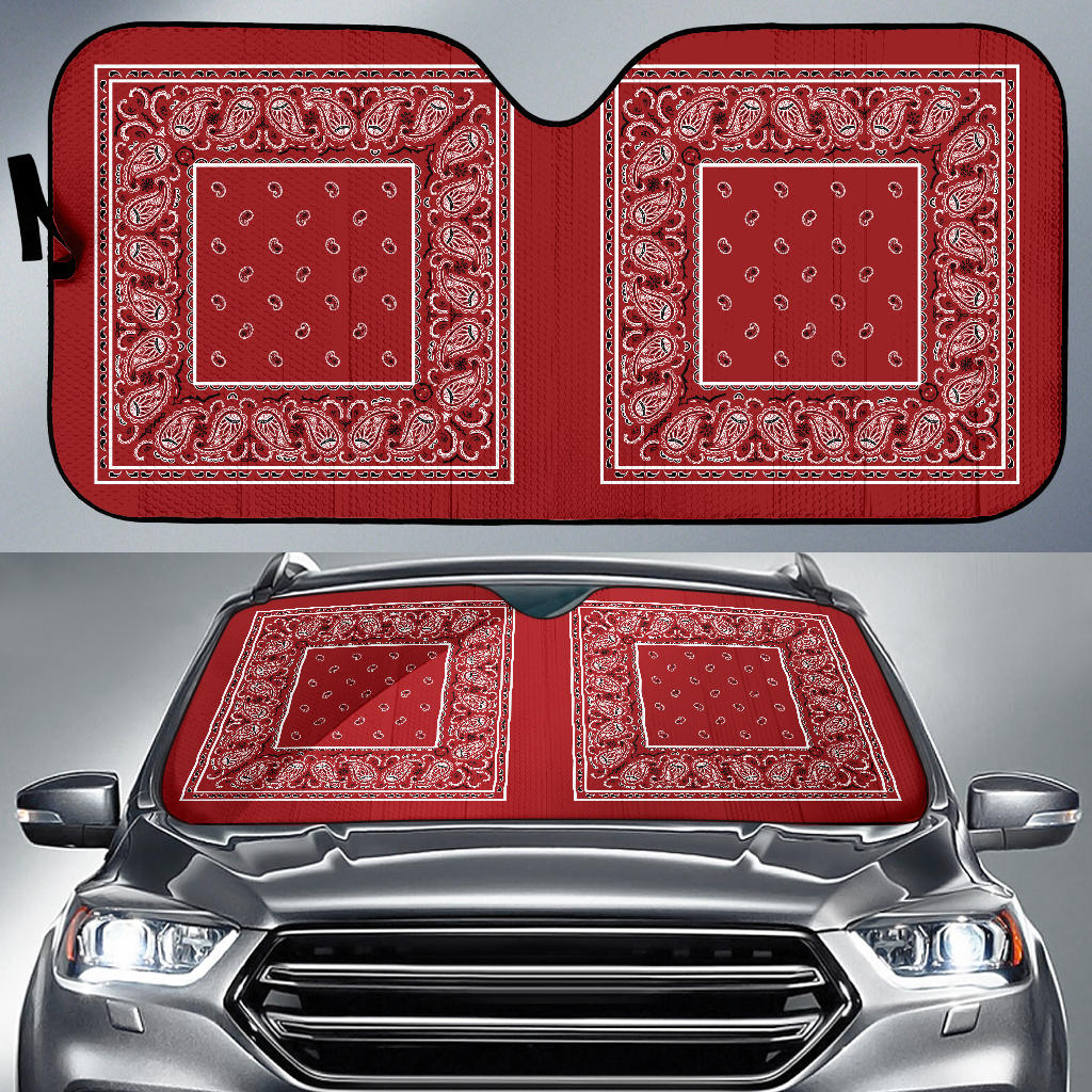 red bandana muscle car window shade