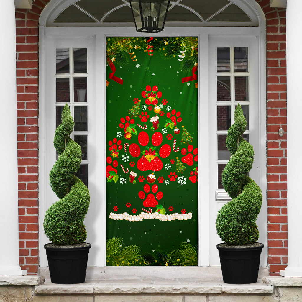 Christmas Door Sock - Unique Paw Print Christmas Door Sock