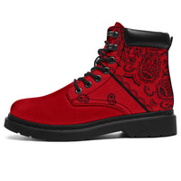 red and black bandana boots for women