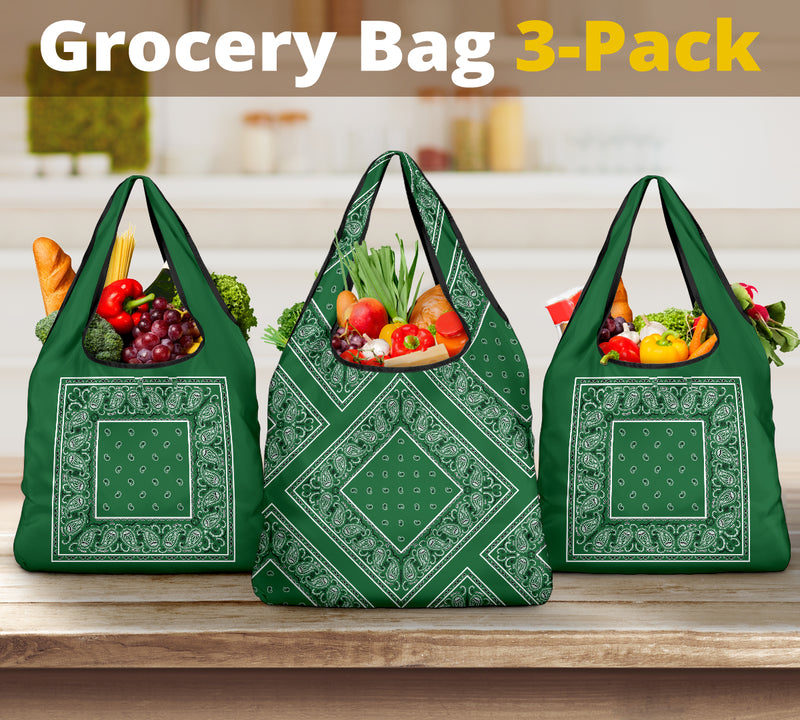 green bandanas grocery bag