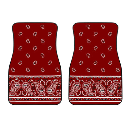 Dual Maroon Bandana Car Floor Mats - Fancy
