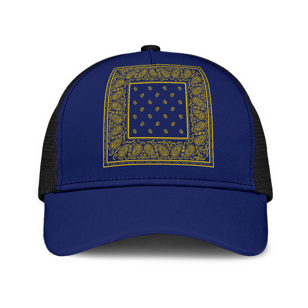 Blue and Gold Bandana Simple Mesh Back Cap