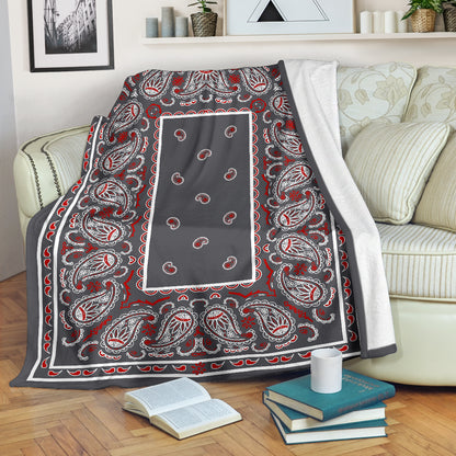 Gray Bandana Throw Blanket