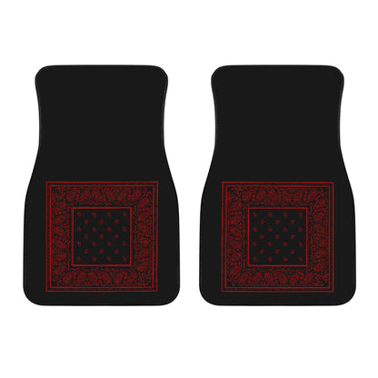 Dual Black and Red Bandana Car Mats - Minimal